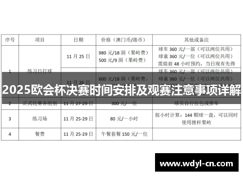 2025欧会杯决赛时间安排及观赛注意事项详解